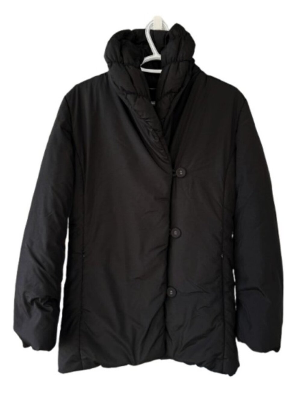 Longchamp high neck puffer coat jacket black women's size 42